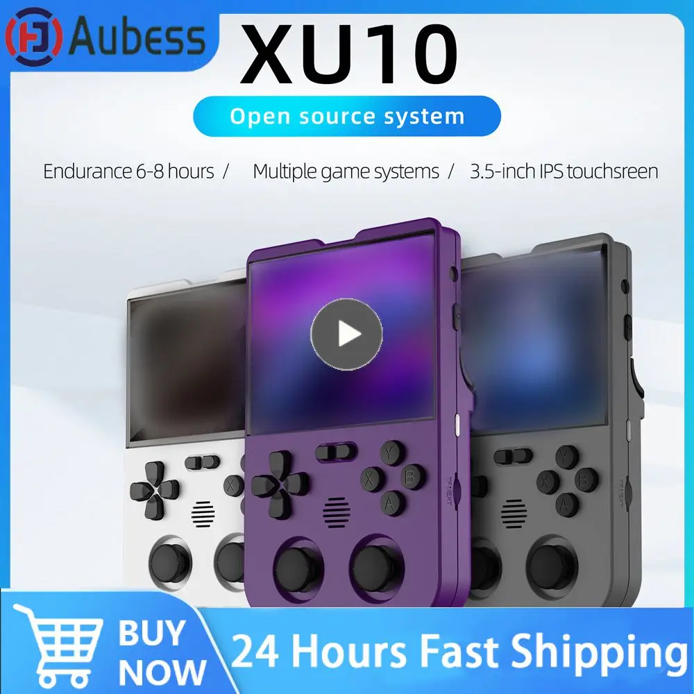 

New XU10 3D Game 64bit LINUX RK3326S 3.5inch IPS Handheld 3D Classic Game Console For FC Mini Retro Dual Joystick Gift With Bag