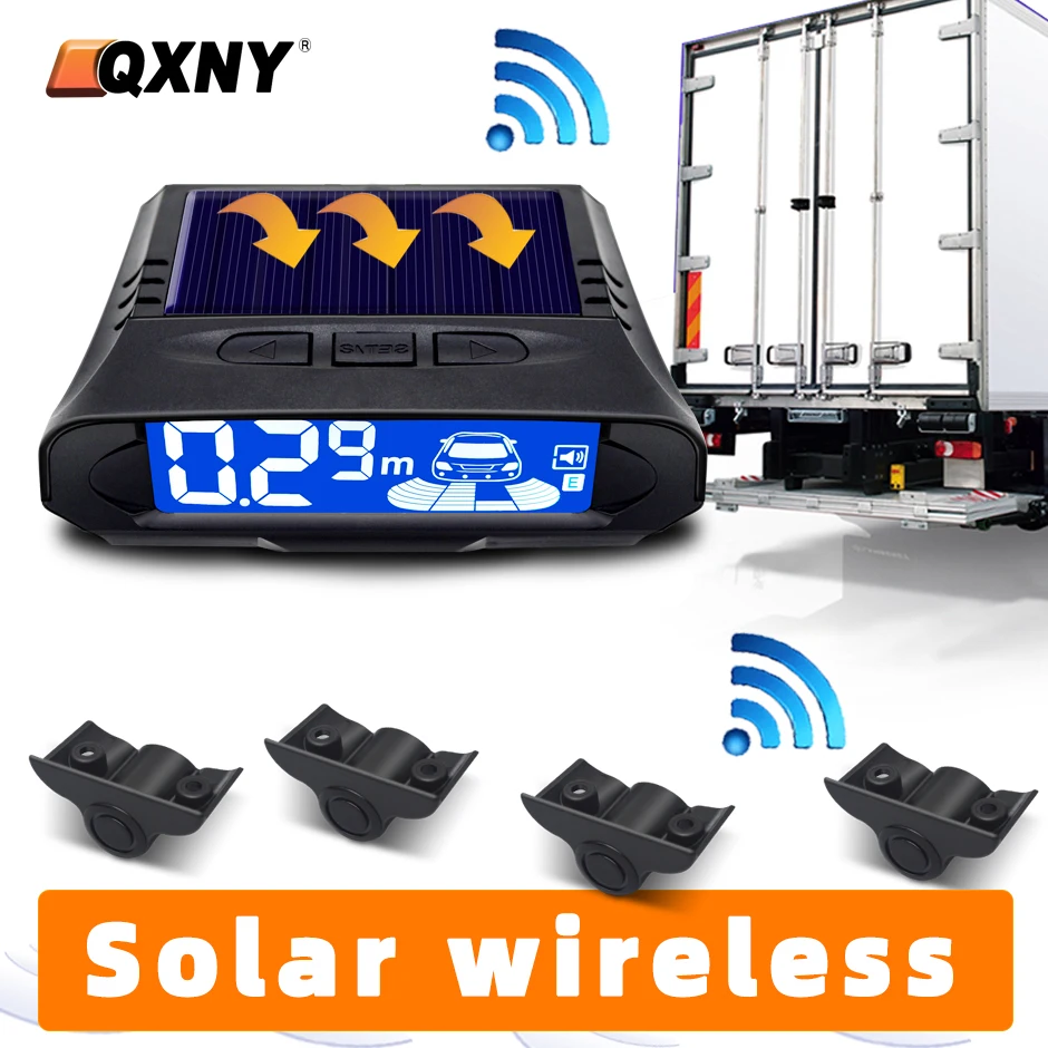 

Solar Power Wireless 4 Parking Sensor Kit 24V Backup Radar Parktronic for Truck Van Lorry Camper Trailer Pickup RV Vehicle Car