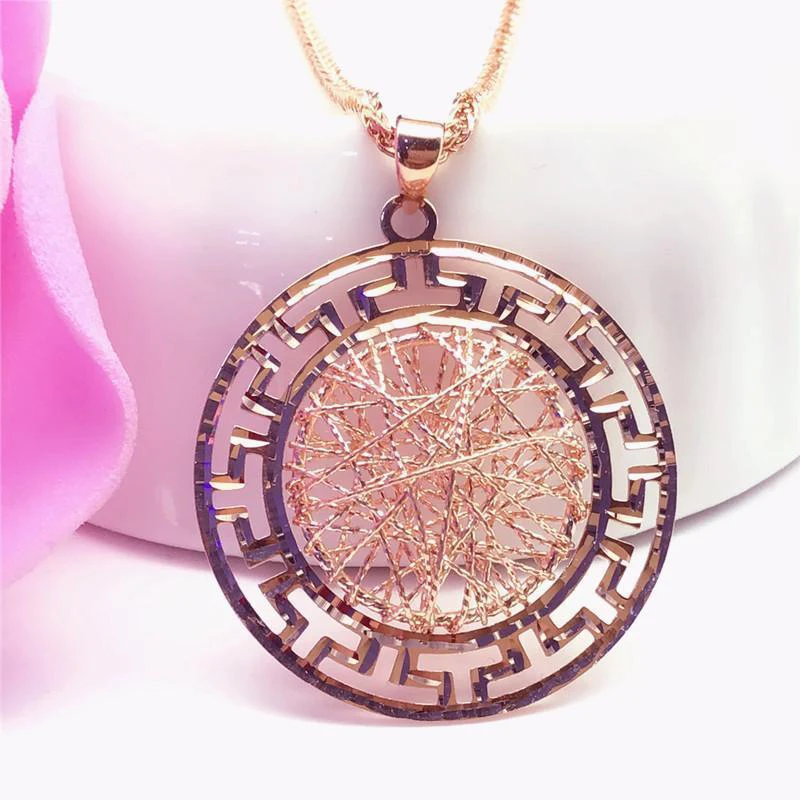 585 Purple Gold Plated 14K Rose Gold Round Art Line Pendant Chains Fashion Light Luxury Necklaces for Women Party Jewelry
585 Purple Gold Plated 14K Rose Gold Round Art Line Pendant Chains Fashion Light Luxury Necklaces for Women Party Jewelry
