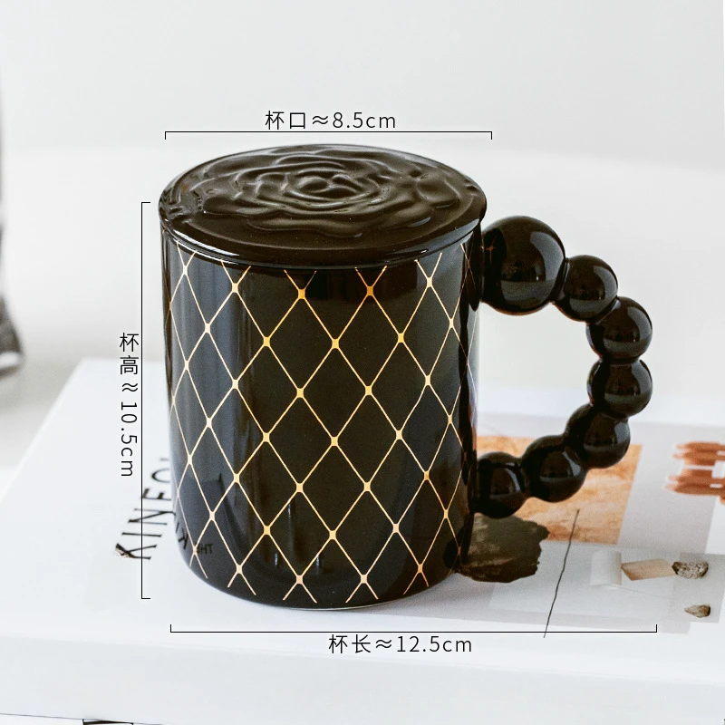 

Креативная чашка с рельефным цветком камелии с жемчужной ручкой позолоченная керамическая чашка офисная кофейная чашка пара чашка для питьевой воды
