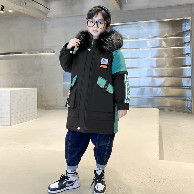 Boys Clothes Winter Thick Warm Down Jacket New Casual Patchwork Coats with Large Fur Collar Detachable Parka for Teenager 4-12 Y
Boys Clothes Winter Thick Warm Down Jacket New Casual Patchwork Coats with Large Fur Collar Detachable Parka for Teenager 4-12 Y