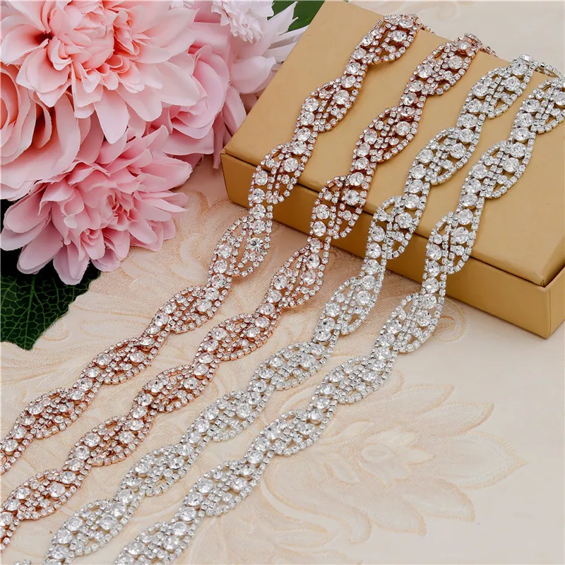 MissRDress Welding Wedding Belt Bridal Ribbon Rose Gold Crystal Rhinesrones For Prom Gown JK947 | Свадьбы и торжества