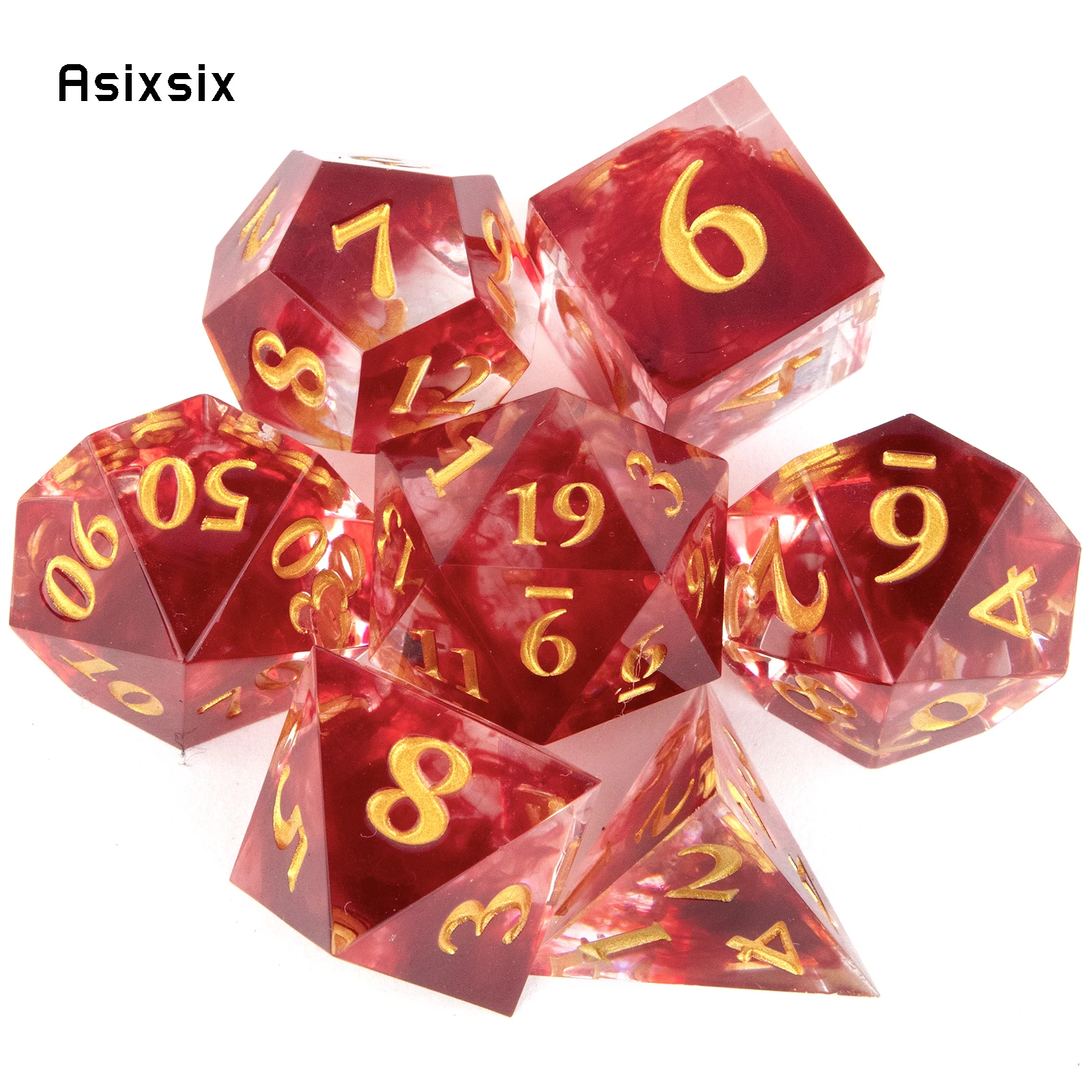 7 Pcs Red Resin Golden Number Sharp Edge Dice Polyhedral Dice Suitable for Role-Playing RPG Board Game
7 Pcs Red Resin Golden Number Sharp Edge Dice Polyhedral Dice Suitable for Role-Playing RPG Board Game
