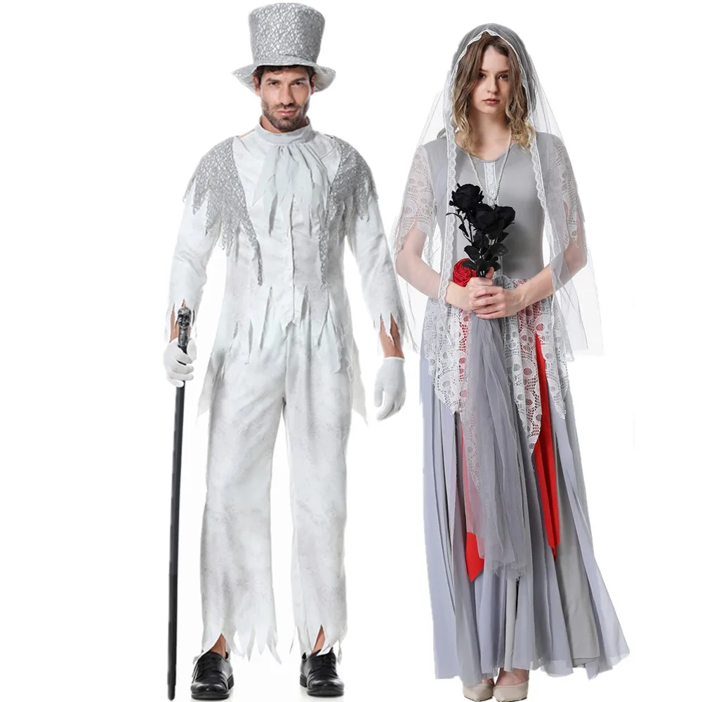 Couple Halloween Zombie Ghost Bride And Groom Couple Cosplay Costume Men Women Horrible Vampire Outfit Masquerade Party Dress Up
Couple Halloween Zombie Ghost Bride And Groom Couple Cosplay Costume Men Women Horrible Vampire Outfit Masquerade Party Dress Up