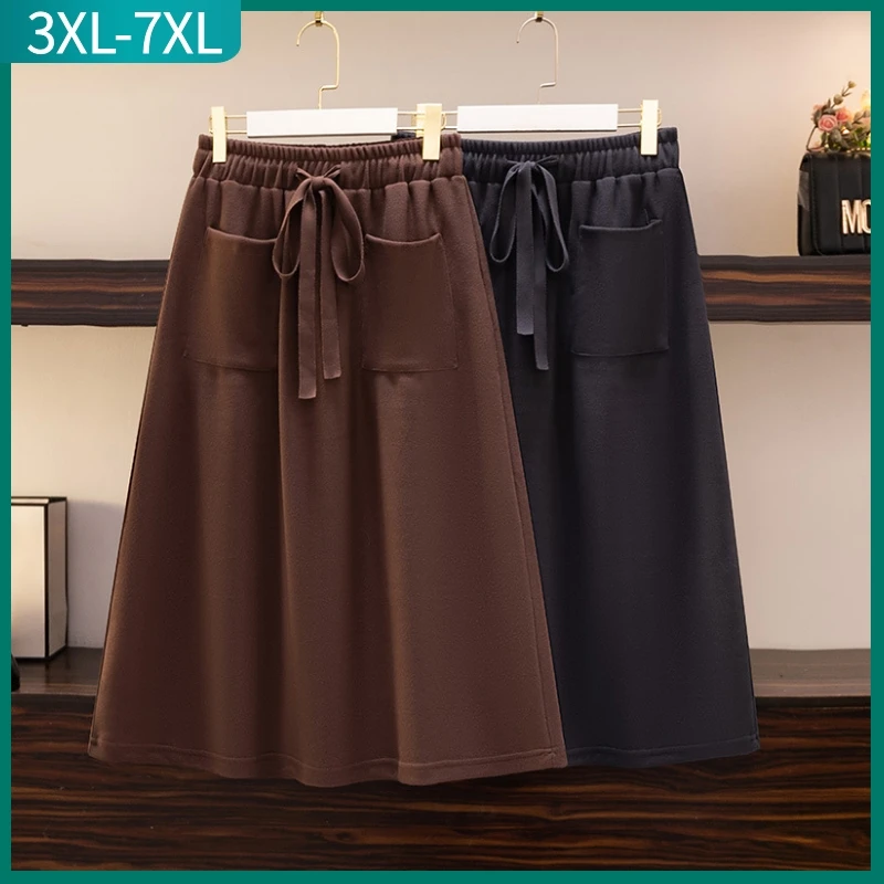 New 2022 Autumn Winter Plus Size Skirt For Women Large Loose Casual A-line Thick Gray Pocket Long Skirt 3XL 4XL 5XL 6XL 7XL
New 2022 Autumn Winter Plus Size Skirt For Women Large Loose Casual A-line Thick Gray Pocket Long Skirt 3XL 4XL 5XL 6XL 7XL