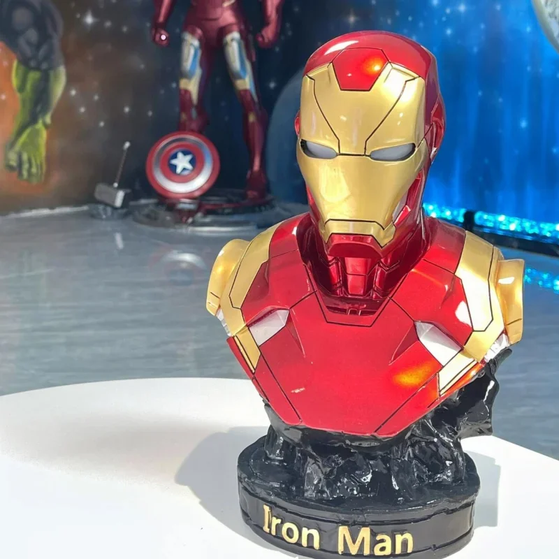 

New Marvel Action Figure Hero Iron Man Bust Resin Statue Collection Model Room Decoration Art Sculpture Crafts Decoratio