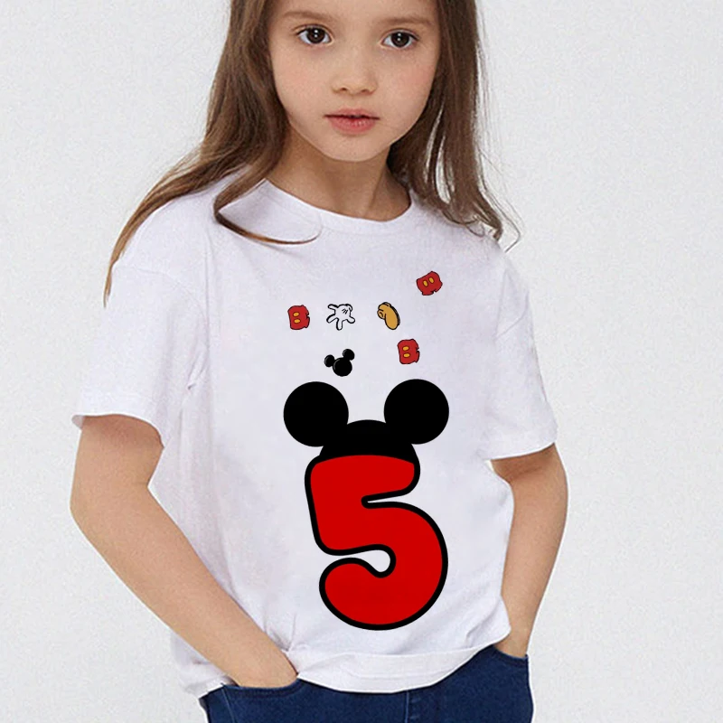 Disney Series Mickey Birthday Number 0-9 Summer Cartoon Children Clothes T-shirt White Pink Boys Girls Casual Kids Clothes Girls
Disney Series Mickey Birthday Number 0-9 Summer Cartoon Children Clothes T-shirt White Pink Boys Girls Casual Kids Clothes Girls