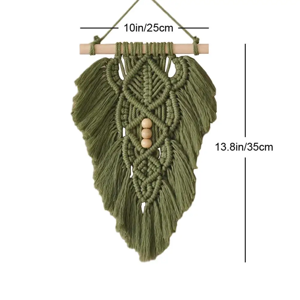 Macrame Leaf Tapestry with Wood Stick - Mini Wall Art 9 S133ad3824599459287ee86d2be68318aq