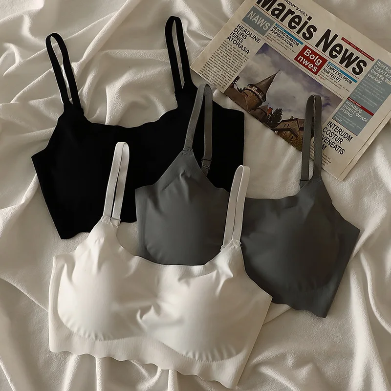 Soutien-gorge sans couture pour femmes, sous-vêtements Ice InjglaPush Up, lingerie, haut de nuit, bralette rembourrée, sans anneau en acier 3