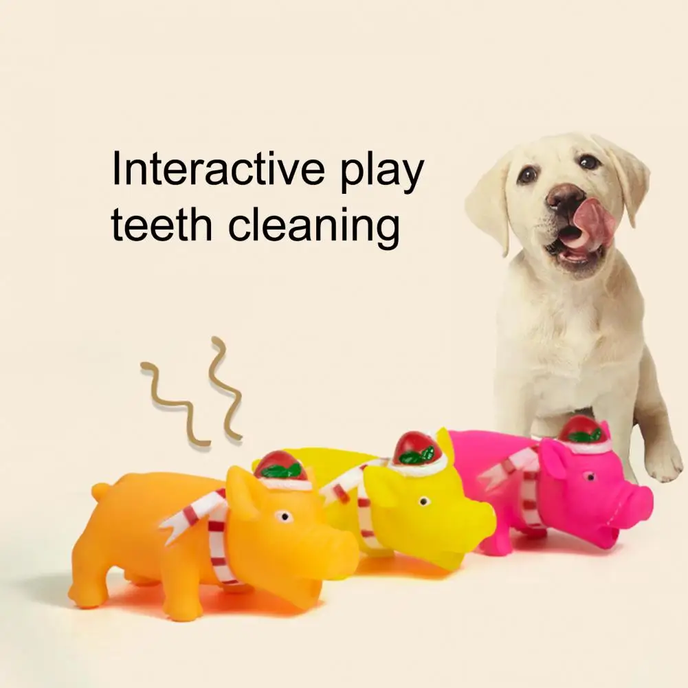 

Pet Sounding Toy Tear Resistant 3D Design Bite-resistant Squeeze Entertainment Vivid Pig Shape Teething Toy Pet Supplies