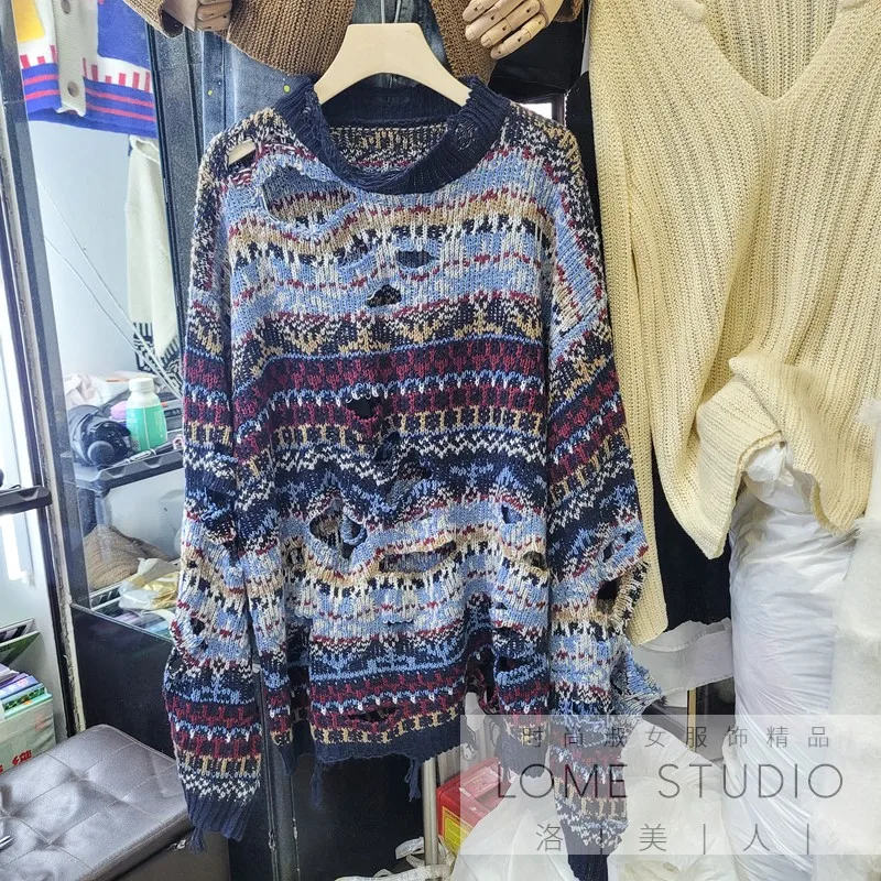 Worn holes do old knitted snowflake sweater lazy style pullover male and female coat sweater fashion tops 2022 women
Worn holes do old knitted snowflake sweater lazy style pullover male and female coat sweater fashion tops 2022 women