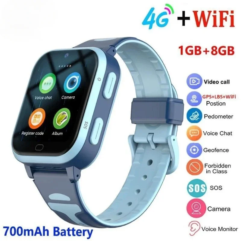 

2024 New Children 4G+Wifi 700mah Smart Watch Kids Video Call SOS GPS+LBS Location Tracker SIM Card Smartwatch Boys Girls Watchs