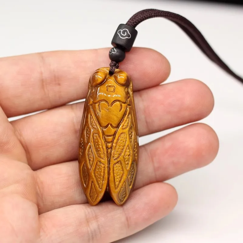 

Natural tiger eye stone cicada striking pendant juvenile tiger eye stone tiger crystal cicada pendant Jade pendant