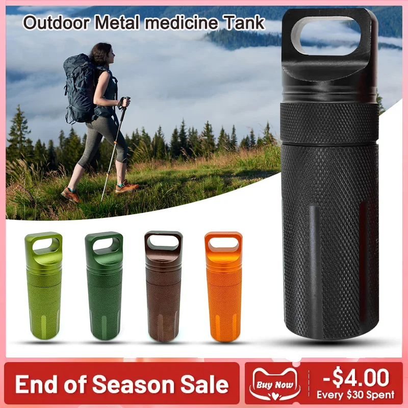 

EDC waterproof Container capsule dry pill outdoor hike camp medicine holder Survive seal box storage trunk bottle case match
