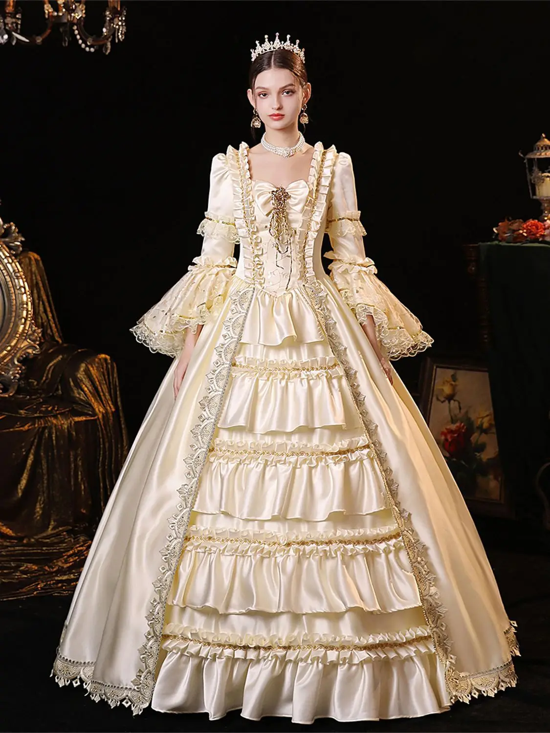 GUXQD Champagne Medieval Court Women Evening Dresses Theater Masquerade Costume Renaissance Prom Party Gowns Birthday
GUXQD Champagne Medieval Court Women Evening Dresses Theater Masquerade Costume Renaissance Prom Party Gowns Birthday