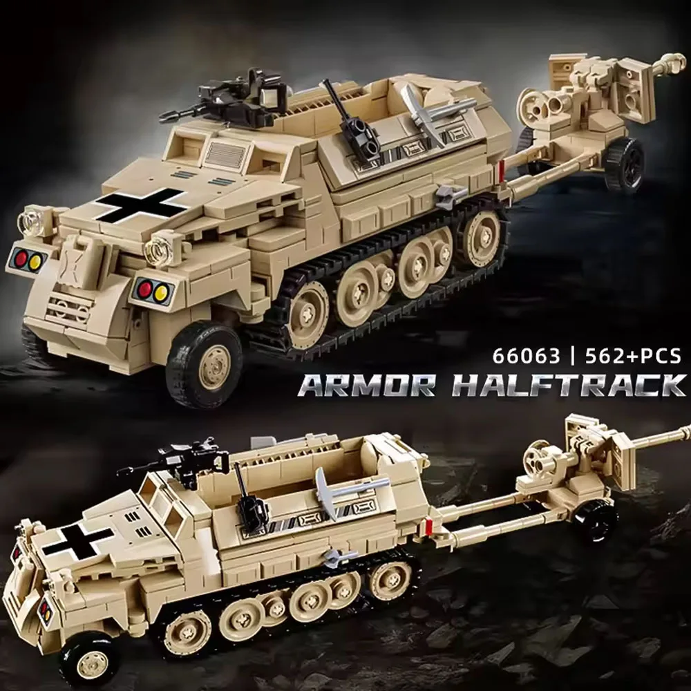 Military Tank crawler transport vehicle WWII Armor Halftrack toy puzzle assembly building block model christmas gift Military Tank crawler transport vehicle WWII Armor Halftrack toy puzzle assembly building block model christmas gift