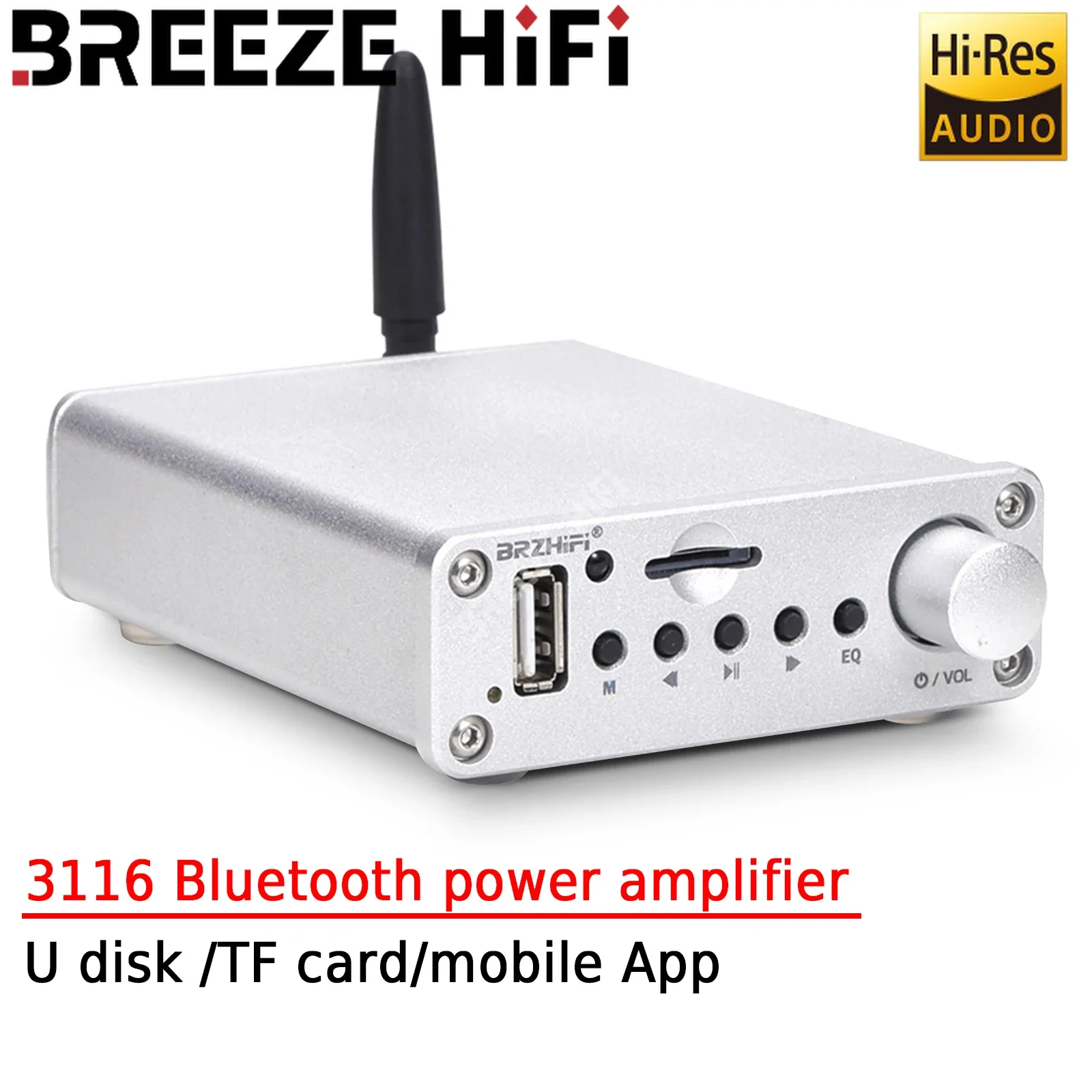 

BREEZE HIFI-3116 Bluetooth Power Amplifier U Disk /TF Card/lossless Music Playback with Remote Control Mobile App Selection