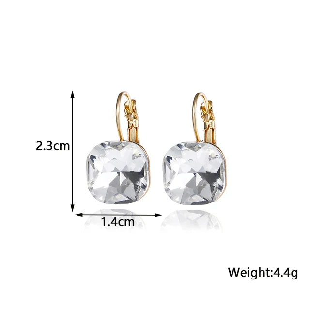 Boucles d'oreilles pendantes carrées en cristal bleu pour femmes, petite déclaration géométrique brillante, mode coréenne, bijoux d'oreille pour filles, cadeau d'anniversaire 2