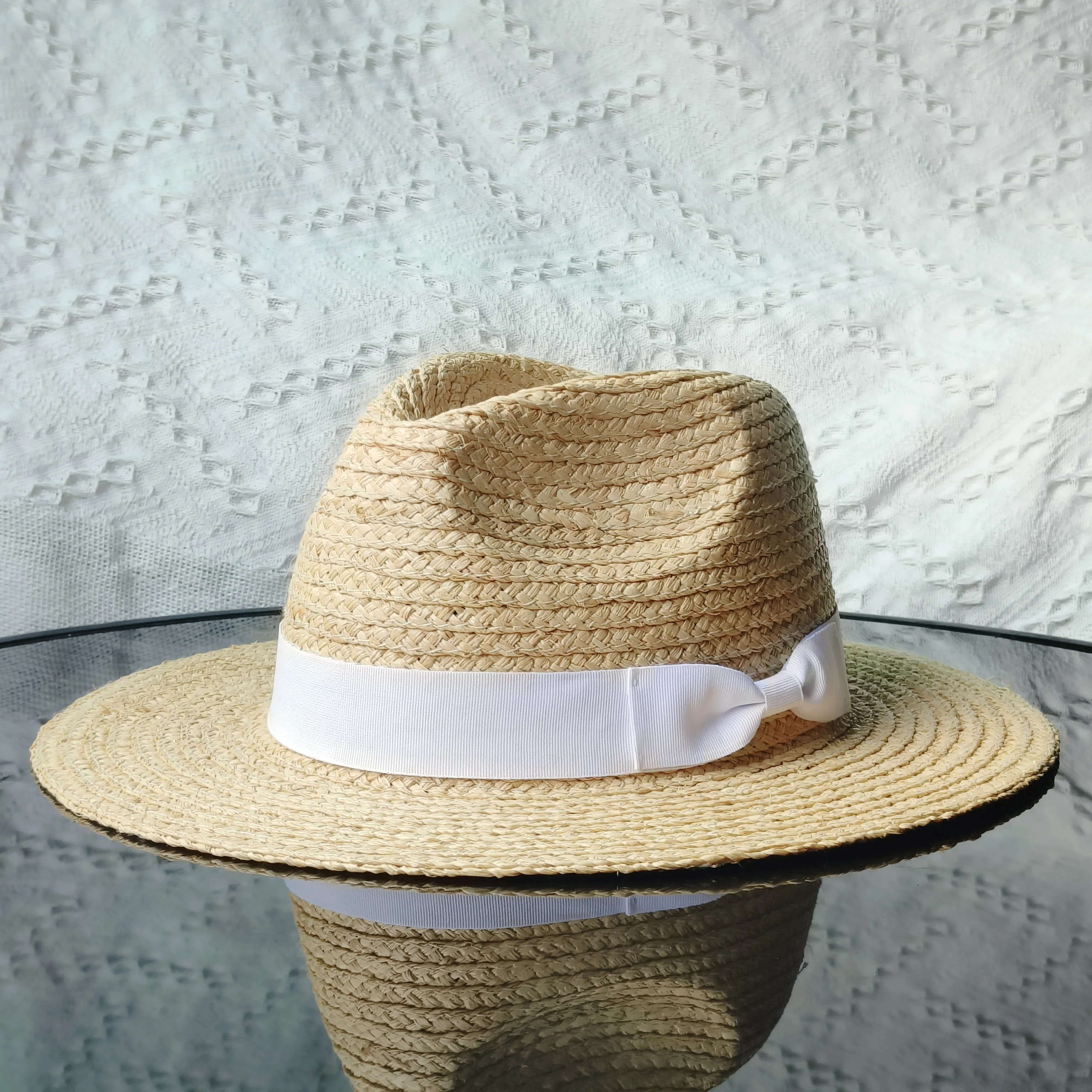 

Vintage straw hats men's and women's top hats summer shade versatile sunscreen raffia flat-brimm sun hat panama jazz hat