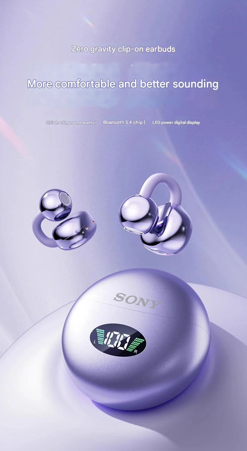 Original Sony Wireless Earphone Open Ear Q88 Ear Clip ENC Headset Bluetooth 5.4 HD Call Touch Control Headphone for Android iOS Original Sony Wireless Earphone Open Ear Q88 Ear Clip ENC Headset Bluetooth 5.4 HD Call Touch Control Headphone for Android iOS