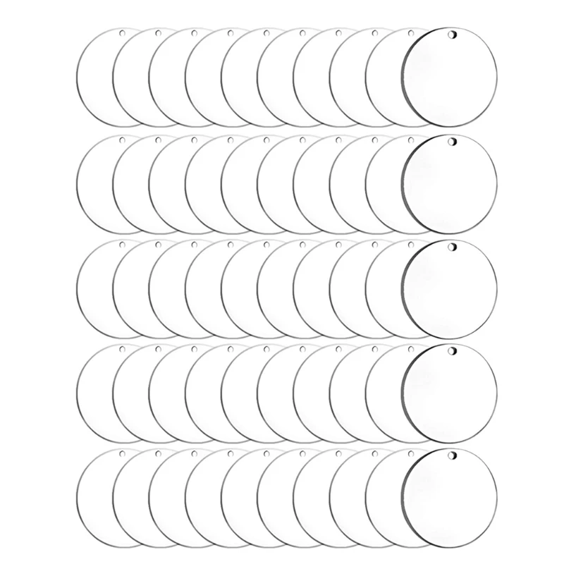 

50 шт 2-дюймовый прозрачный пустой акрил круглый с отверстием для изготовления ювелирных изделий своими руками