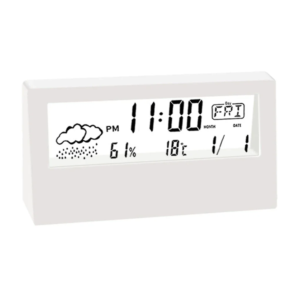 LCD Electric Desk Alarm Clock White With Calendar And Digital Temperature Humidity Modern Home Office Watch Battery Powered
LCD Electric Desk Alarm Clock White With Calendar And Digital Temperature Humidity Modern Home Office Watch Battery Powered
