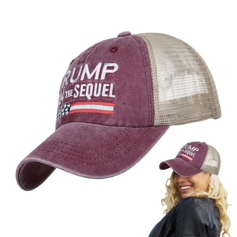 

Trump 2024 Hat Breathable Baseball Caps Adjustable USA Flag Embroidered Sports Hat Trump 2024 The Sequel For Men Women