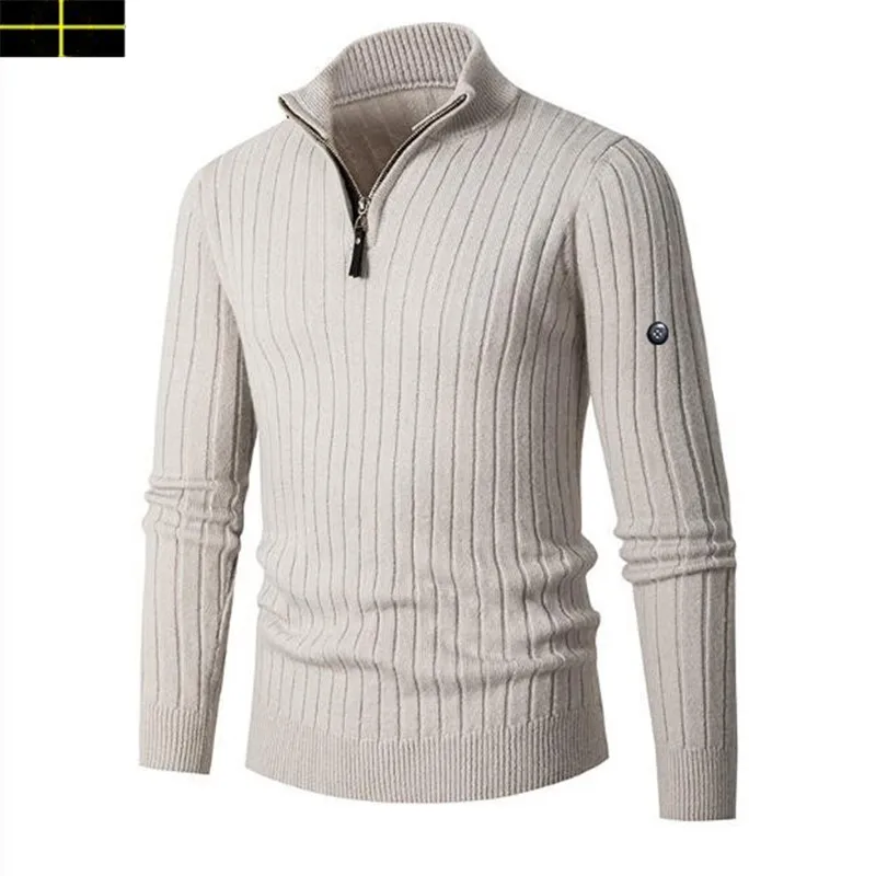 

New autumn and winter men's turtleneck sweater solid color pullover knitted tight warm top casual and versatile inner item
