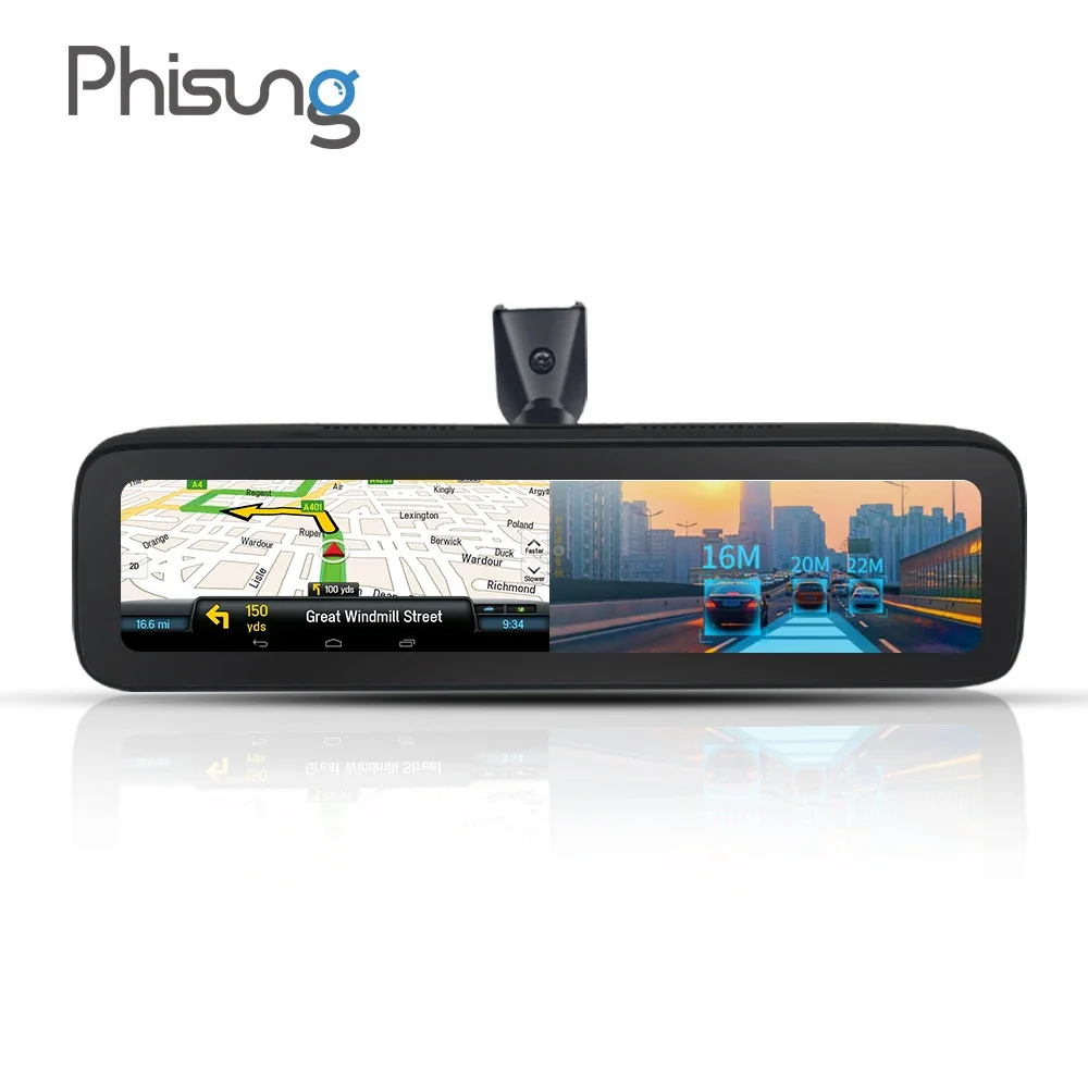 

T88 GPS Navigation Android 9.0 4CHs Rearview Mirror Car Video Recorder 4g Dashcam With WIFI Max 512G SD Card