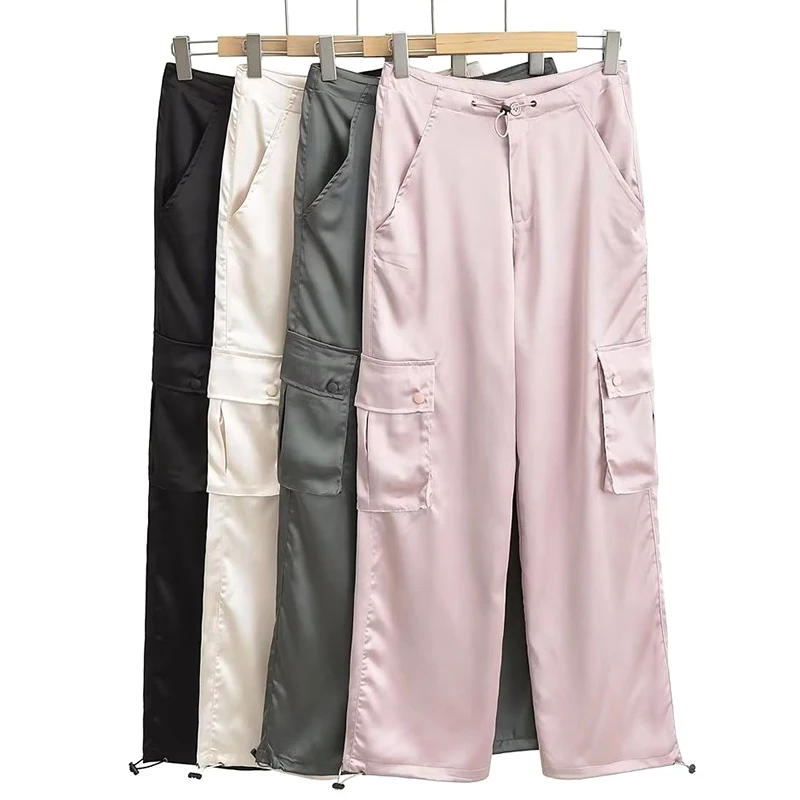 

Y2k Streetwear Oversize Sweatpants 2024 Women Casual Joggers Tech Pants Solid Low Waist Pants Drawstring Wide Leg Baggy Trousers