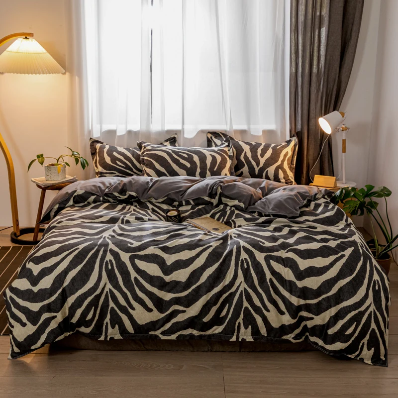 

Bedding set Polyester Zebra pattern Duvet Cover Pillowcase Bed Sheet Fashion Bed sets King Queen Twin Size