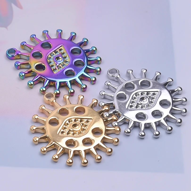 6Pcs/Lot Punk Sun Stainless Steel Trendy Evil Eye Pendants Charms for Jewelry Making Necklace Materials Handicraft Finding
6Pcs/Lot Punk Sun Stainless Steel Trendy Evil Eye Pendants Charms for Jewelry Making Necklace Materials Handicraft Finding