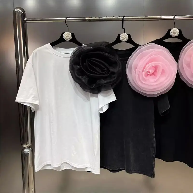 VANOVICH Three-dimensional Flower Contrast Color Straight T-shirt 2024 Summer New Korean Style Loose Solid Color Casual T-shirt
VANOVICH Three-dimensional Flower Contrast Color Straight T-shirt 2024 Summer New Korean Style Loose Solid Color Casual T-shirt