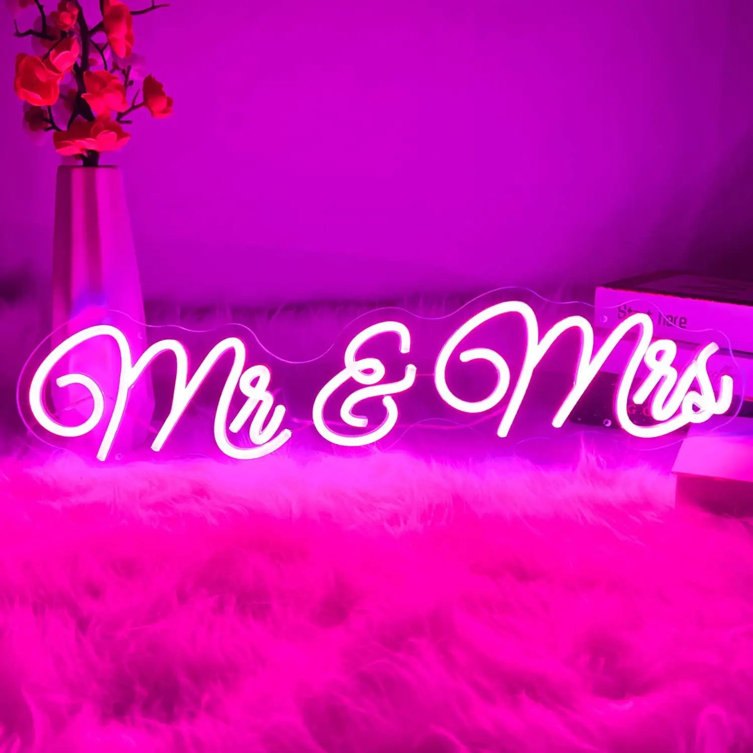 

Mr and Mrs Neon Sign for Wedding LED Backdrop Wall Decor USB Reception Decoration Gifts for Anniversary Engagement Banquet