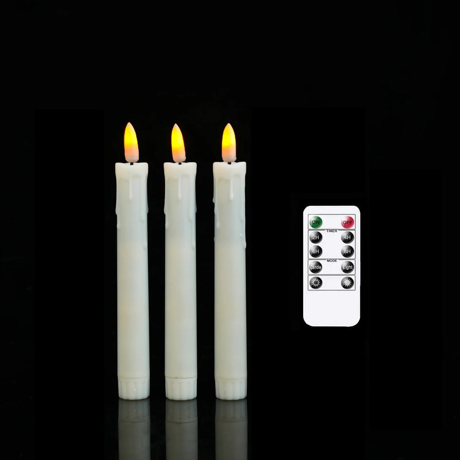 

7 Inch Pack of 3 Remote Control LED Decorative Candle Light,Battery Operated Flameless Electronic Wedding Candles with Timer