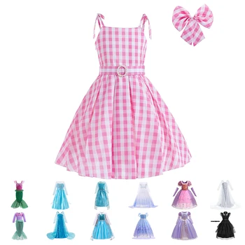 어린이용 바비 드레스, 여아용 엘사 라푼젤 파티, 우아한 드레스, 아기 코스프레, 할로윈 코스튬 공주 춤 드레스, 3-12T 상품 이미지