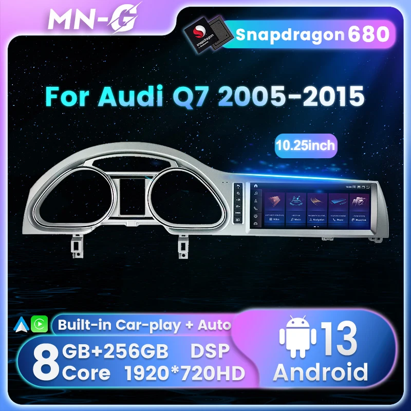

MN-G Snapdragon 680, Android 13, до 8-ЯДЕР, до 8 + 256ГБ, автомагнитола For Ауди For Audi Q7 4L 2005-2015 Штатная магнитола GPS android мультимедиа , беспроводной Apple CarPlay, Android auto