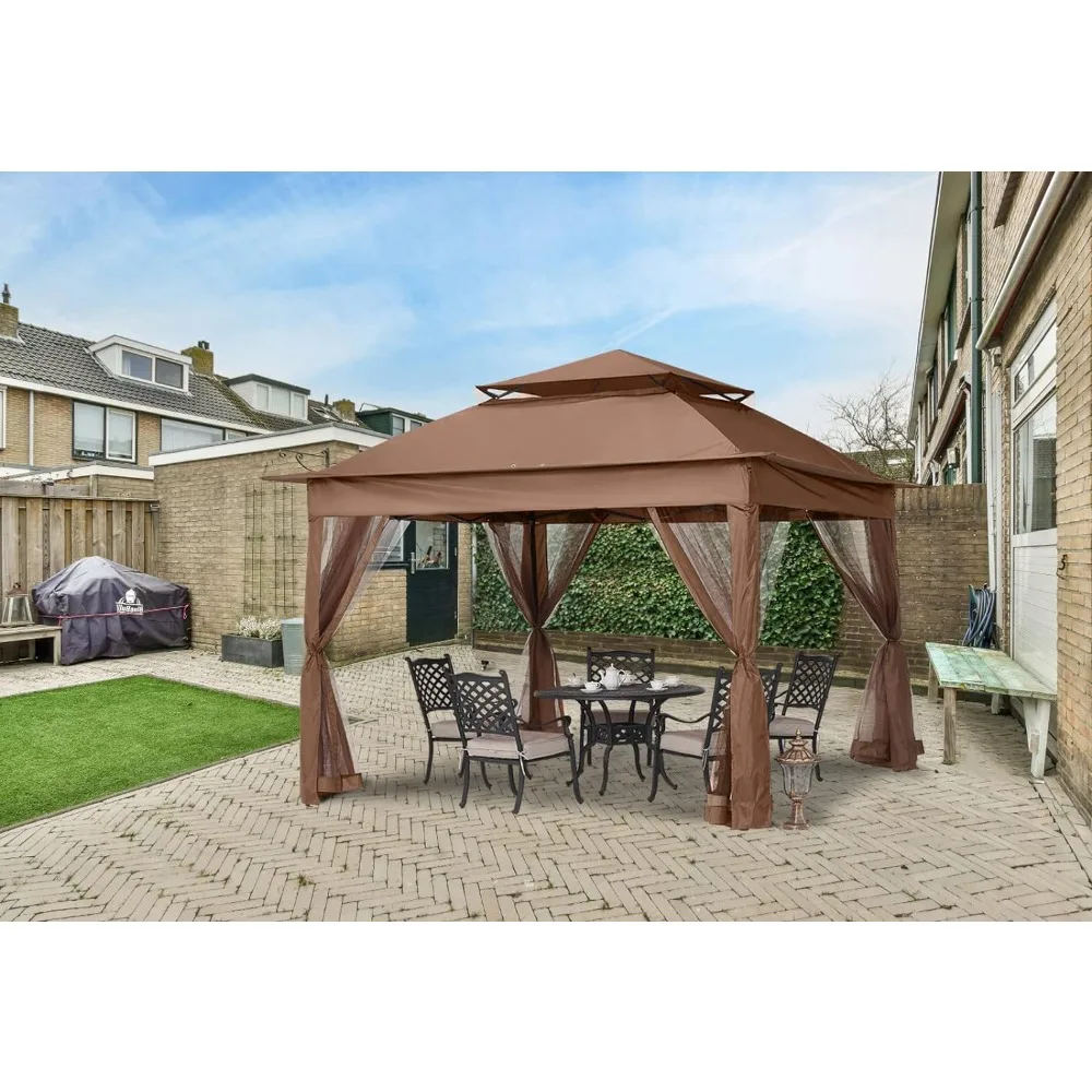 Outdoor Waterproof Awning Patio Gazebo Outdoor Pop Up Gazebo with Mesh Walls (Brown 11x11) Canopy Tent Decor Garden Terrace Home
Outdoor Waterproof Awning Patio Gazebo Outdoor Pop Up Gazebo with Mesh Walls (Brown 11x11) Canopy Tent Decor Garden Terrace Home