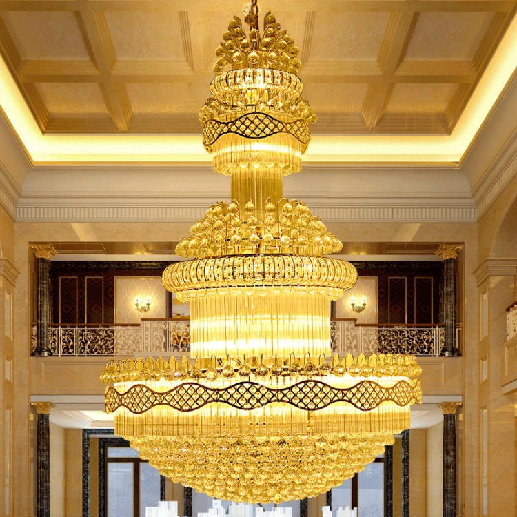 

Duplex building long big crystal chandelier LED Pendant Lamp luxury villa house hotel hall stairs project Ceiling Lights