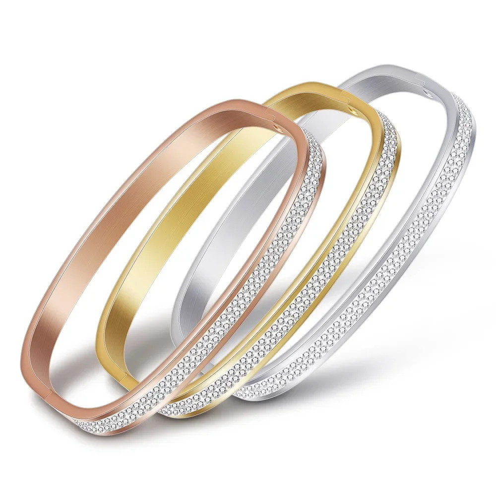 New women's Square Stainless Steel bracelet with drill Opening 2 rows of diamond-encrusted geometric bracelets
New women's Square Stainless Steel bracelet with drill Opening 2 rows of diamond-encrusted geometric bracelets