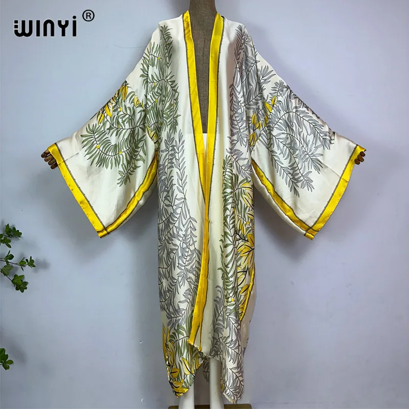 

WINYI летняя африканская мода принт женский кардиган Свободное длинное платье элегантное женское платье Бохо Макси пляжное праздничное накидка кимоно кафтан