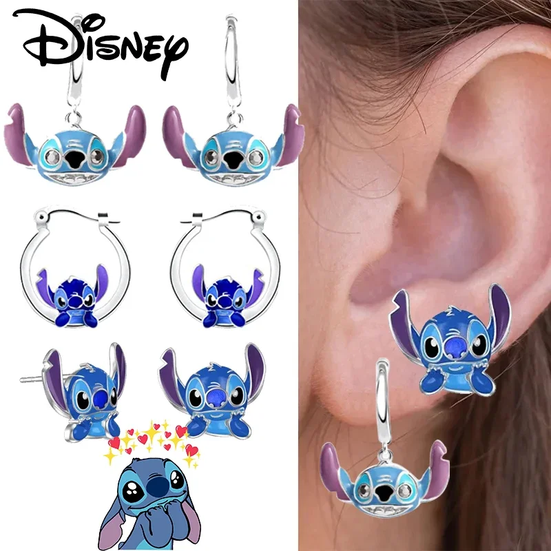

Disney Stitch Cartoon Dangle Earrings Pendants Kawaii Stich Metal Earring Delicate Female Jewelry Accessories Woman Girl Gifts