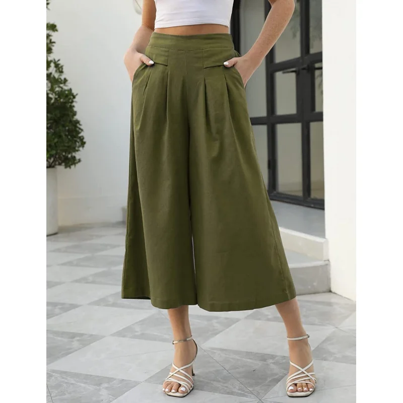 Summer cotton linen women's black pants elastic waist pockets loose wide leg pants female ladies fashion casual bottom
Summer cotton linen women's black pants elastic waist pockets loose wide leg pants female ladies fashion casual bottom