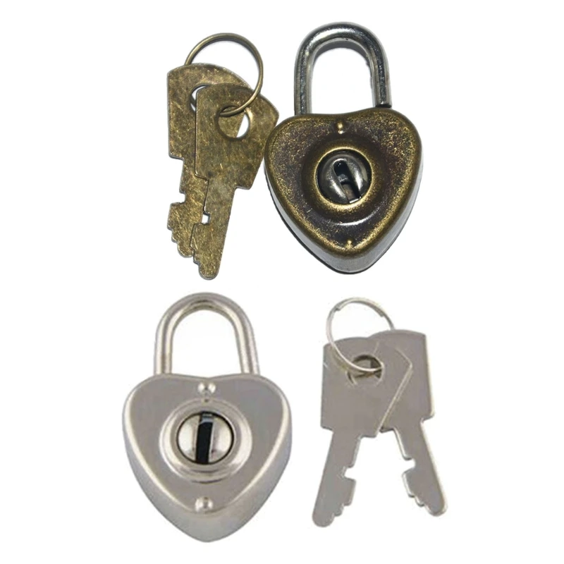 

Mini Padlock Drawer Suitcase Security Lock Vintage Heart Shape Lock With