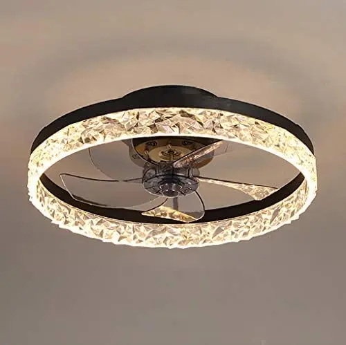 

Fan with Lights, LED Remote Control 3 Color Dimmable 6 Wind speeds Reversible Rotate, Blades Flush Mount Ceiling Light, Low Pro