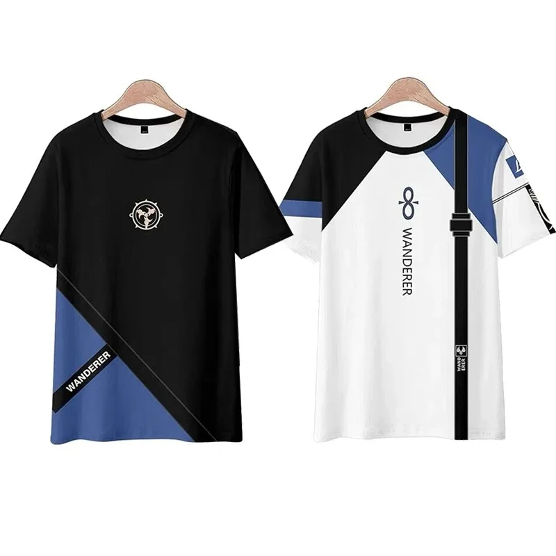 

Short Sleeve Wanderer Cosplay T-shirt, Genshin Impact Ballade Costume, Casual Sportwear, Streetwear Tops, Scaramouche, 2024