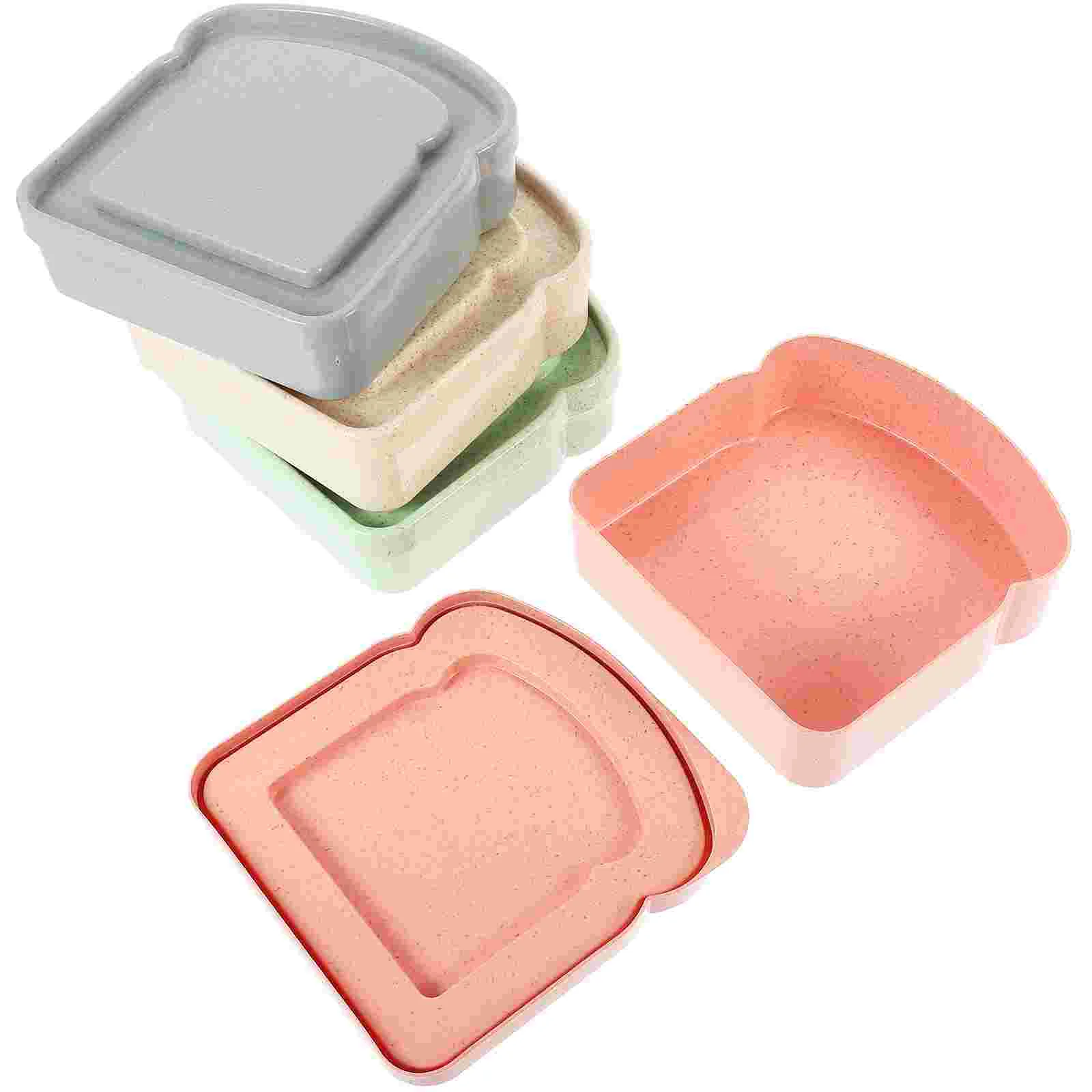 

2/4pcs Sandwich Storage Box Bread Toast Case Reusable Microwave Lunch Box Outdoor Camping Picnic Food Storage Container