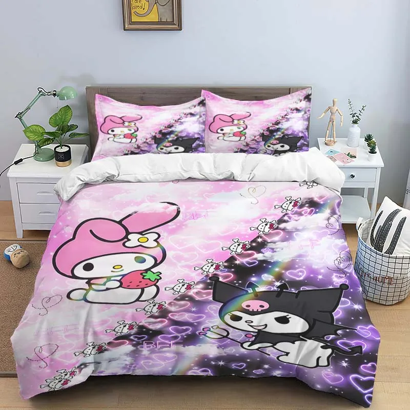 

11 Size Kuromi Cartoon Bedding Set 3D Printing Home Decoration Pillowcase Quilt Cover Cute Gift To Family and Friends