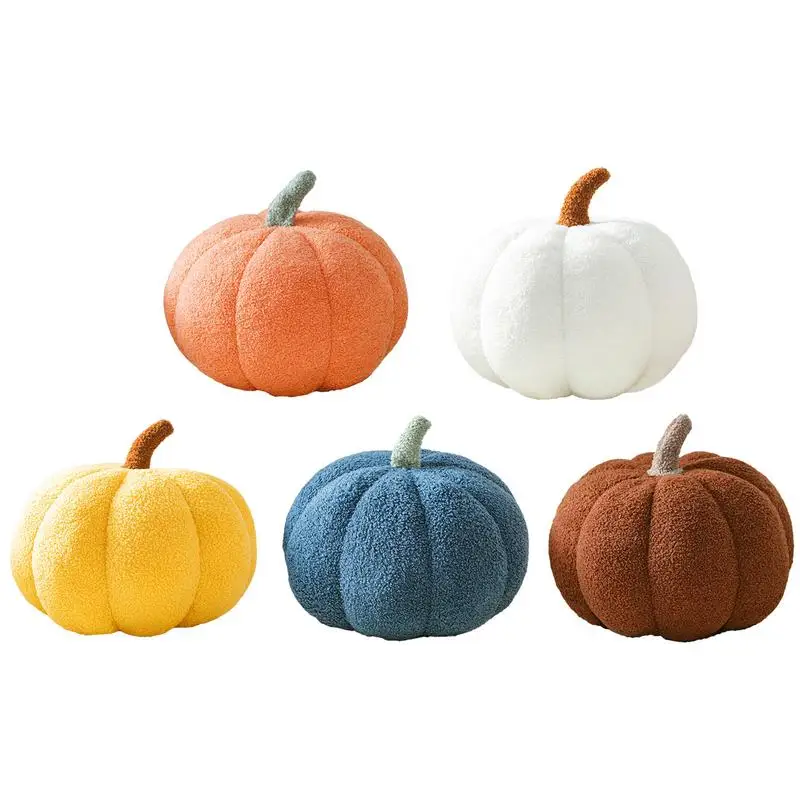 

Pumpkin Throw Pillow Fluffy Pumpkin Pillow Fake Pumpkins Stuffed Velvet Fall Home Harvest Decoration for Thanksgiving Halloween