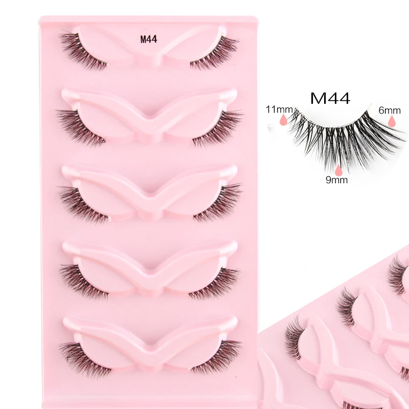 5/10 Pairs False Eyelashes Soft Natural Look Fluffy Wispy Lashes 3D Faux Mink Fake Eyelashes Clear Band Eye Lashes Make up 45 S13737b6502b74a8aa80891794b0c1305d